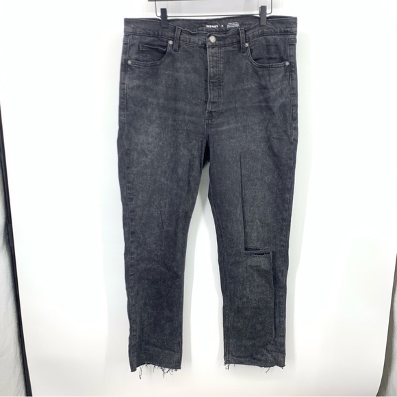 Old Navy Women Size 16 Jeans Black Distressed Pants Sky Hi Straight Stretch - Picture 1 of 8